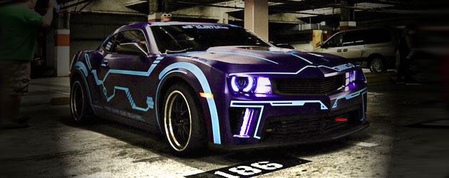Camaro painted in Tron theme